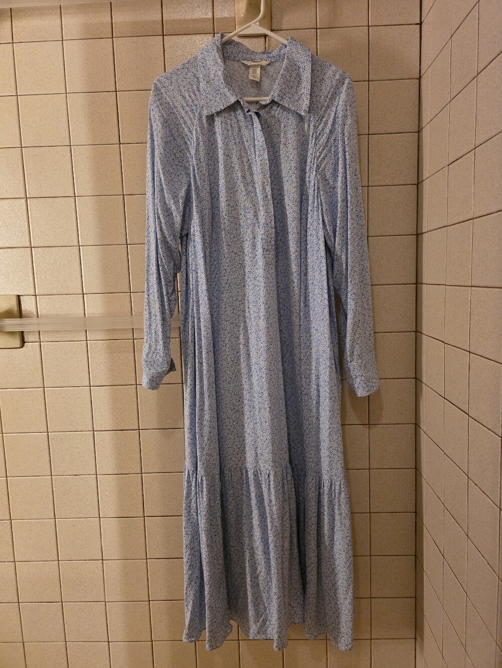 H&M Classic Blue Floral Long-Sleeve Shirt Dress